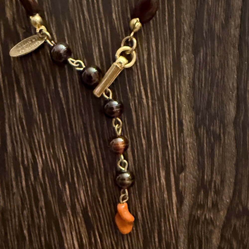 MIRIAM HASKELL Brown and Orange Beaded CHOKER - Picture 10 of 11